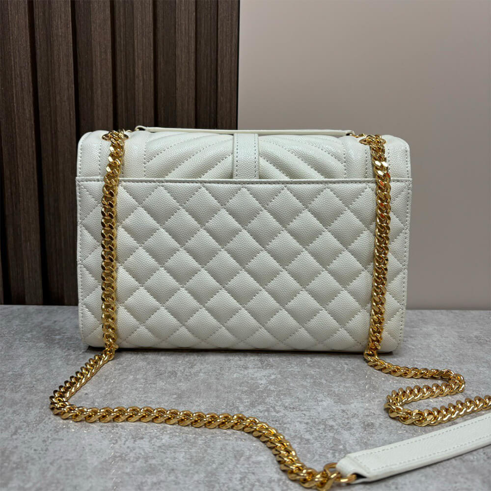 YSL Envelope Medium Bag in Grained Leather - Replica Luxury Bags™