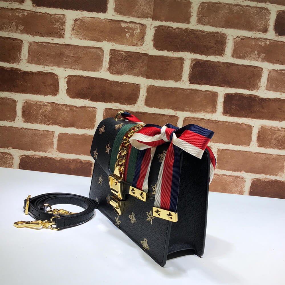 Gucci GG Sylvie Bee Star Small Shoulder Bag - Replica Luxury Bags™