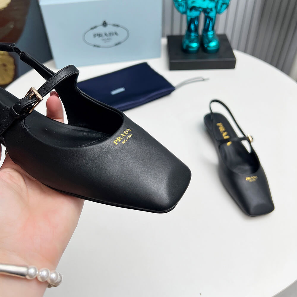 Prada Leather Slingback Ballerinas Shoes - Replica Luxury Bags™