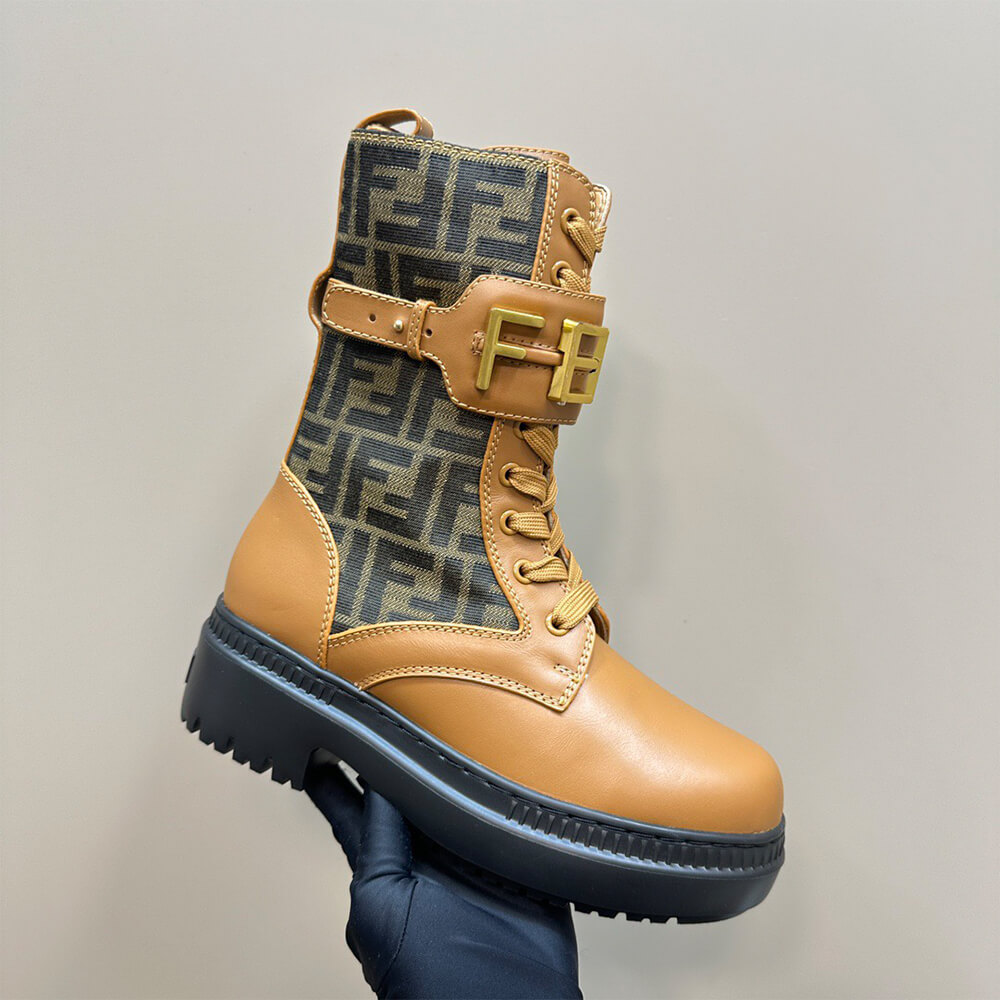 FENDI Fendigraphy logo-plaque leather boots Shoes - Replica Luxury Bags™