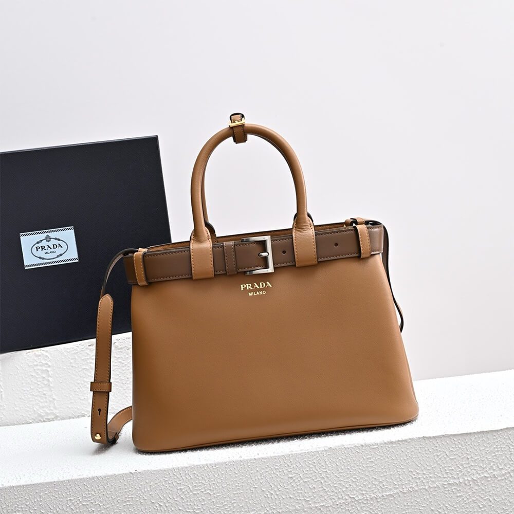Prada Buckle Small Leather Handbag with Belt - Replica Luxury Bags™