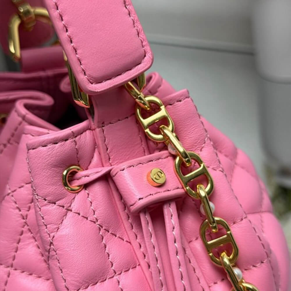 Dior Small Dior Jolie Bucket Bag in Cherry Pink - Replica Luxury Bags™