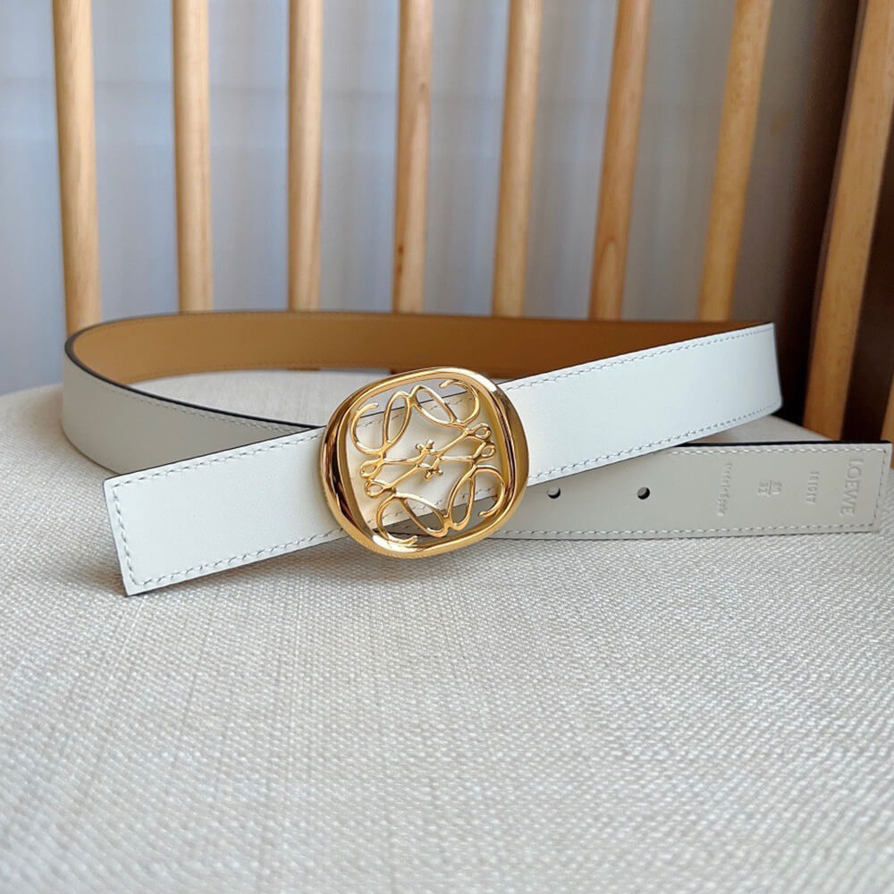 LOEWE Reversible Anagram Ellipse belt in smooth calfskin 28mm - Replica Luxury Bags™