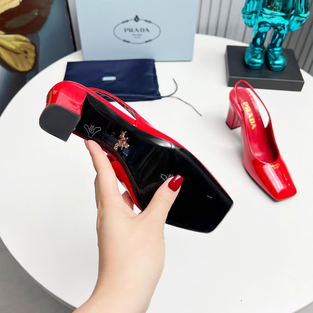 Prada Patent Leather Slingback Pumps 85 mm Shoes - Replica Luxury Bags™
