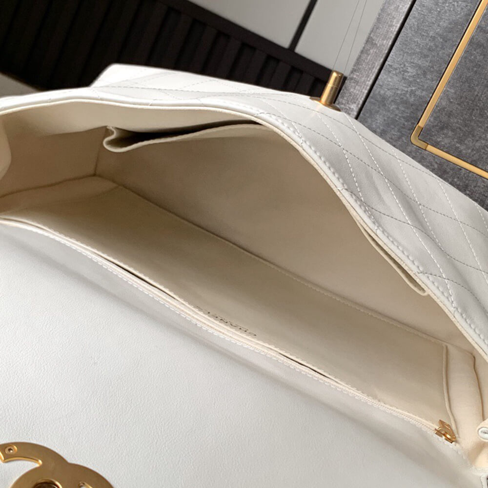 Chanel Maxi Flap Bag With Top Handle in White - Replica Luxury Bags™