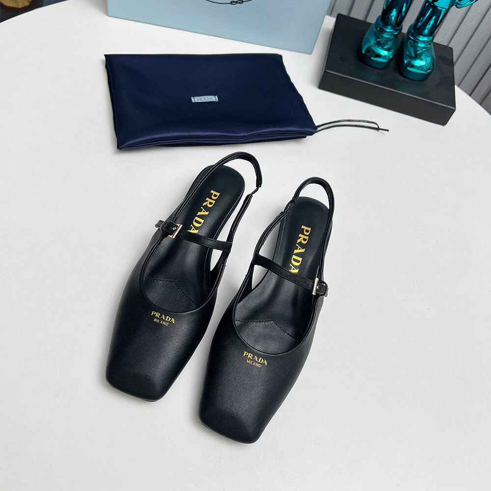 Prada Leather Slingback Ballerinas Shoes - Replica Luxury Bags™