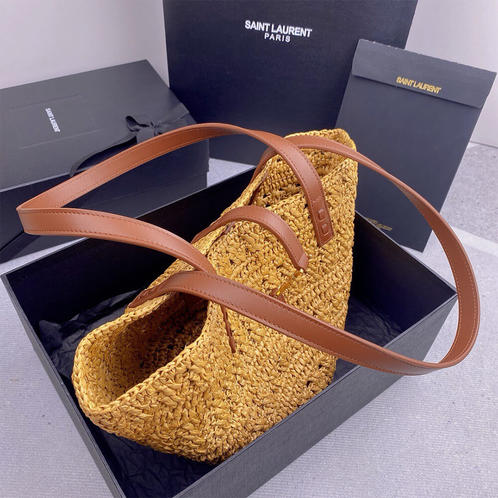 YSL Medium Panier Raffia Bag In Brown - Replica Luxury Bags™