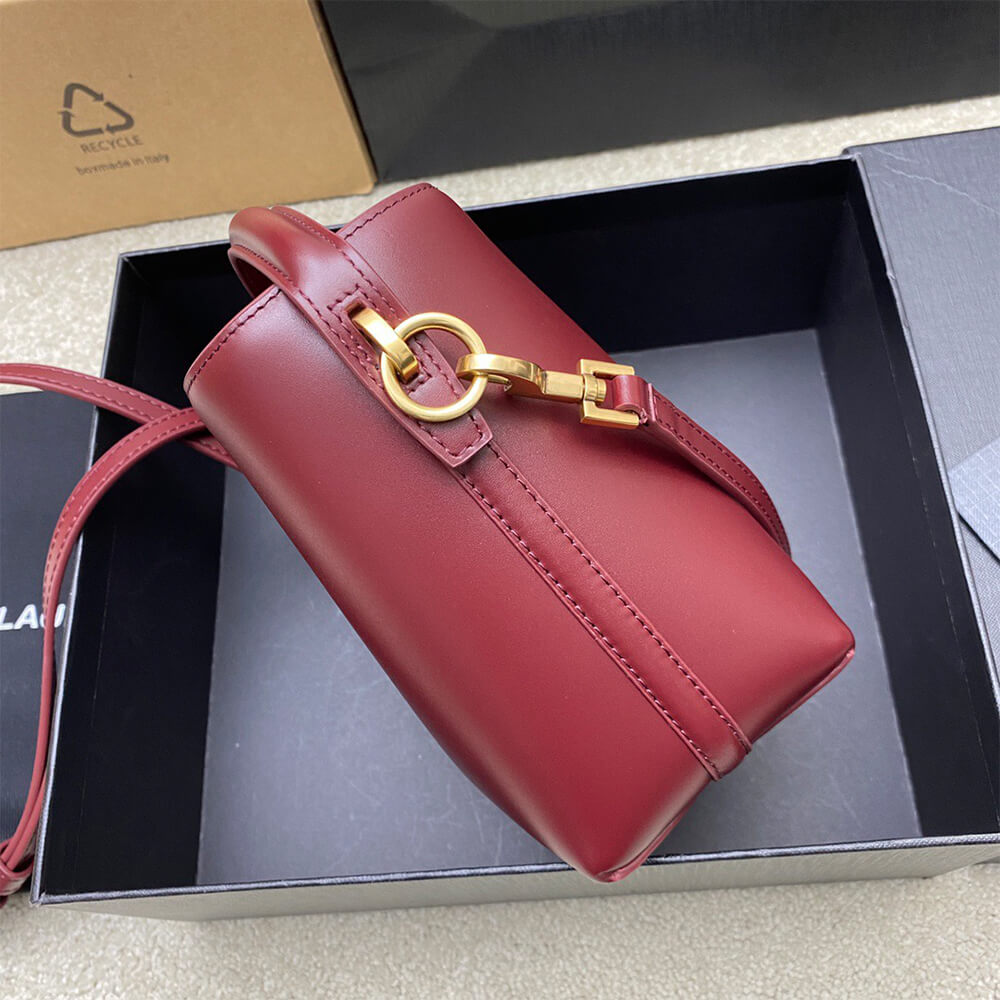 YSL LE 37 Mini Bucket Bag in Shiny Burgundy Leather - Replica Luxury Bags™