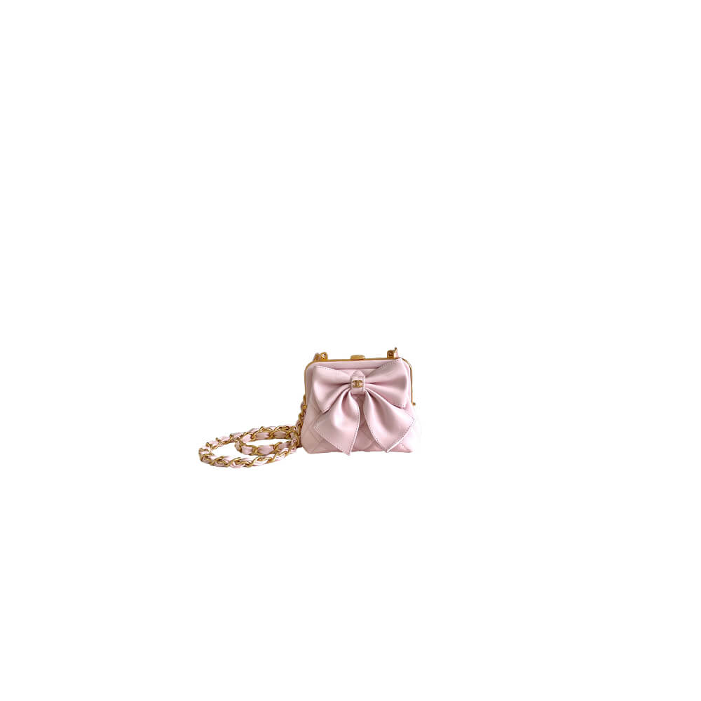 Chanel Clutch Bag With Chain Pink Bow Knot - Replica Luxury Bags™
