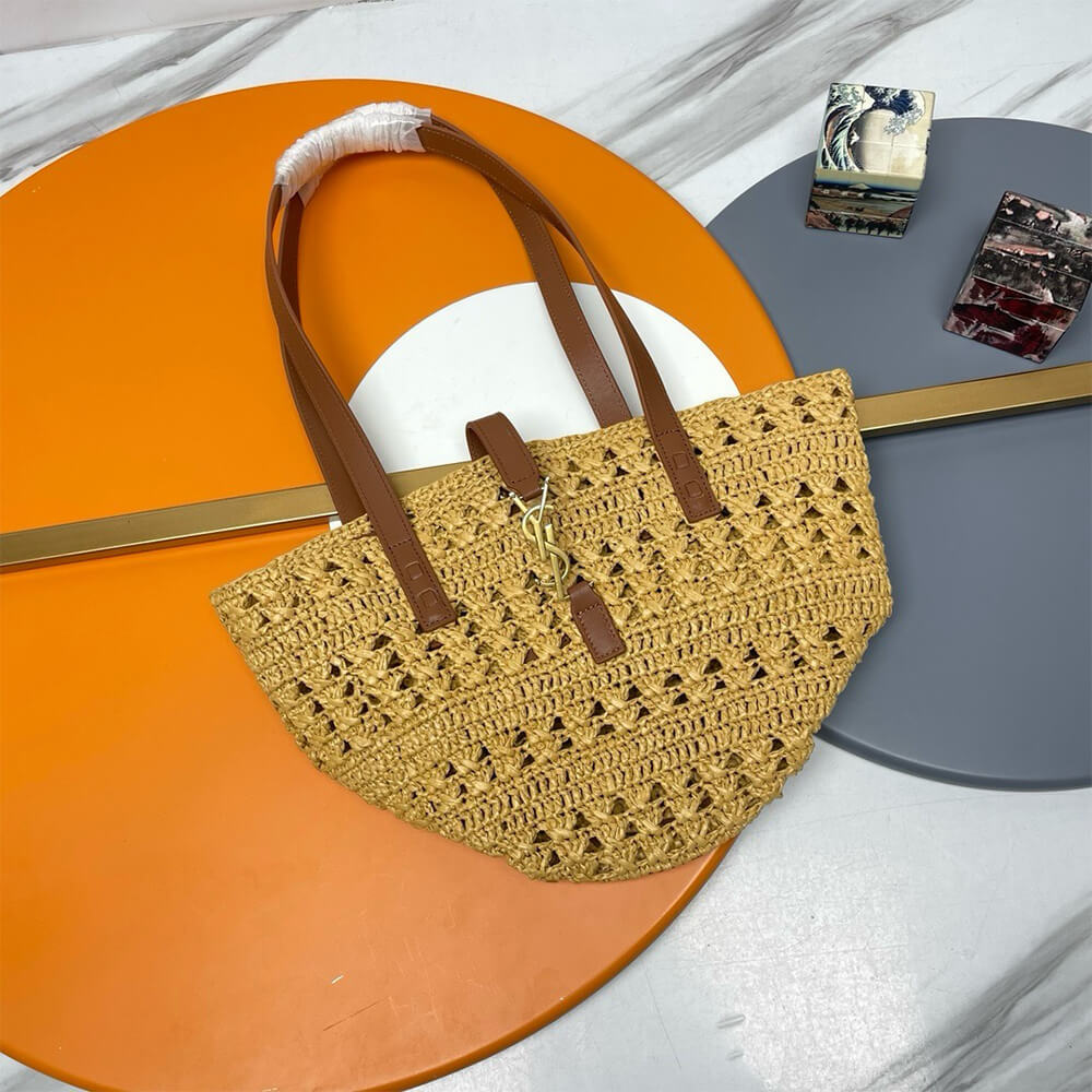 YSL Small Panier Raffia Bag In Brown - Replica Luxury Bags™