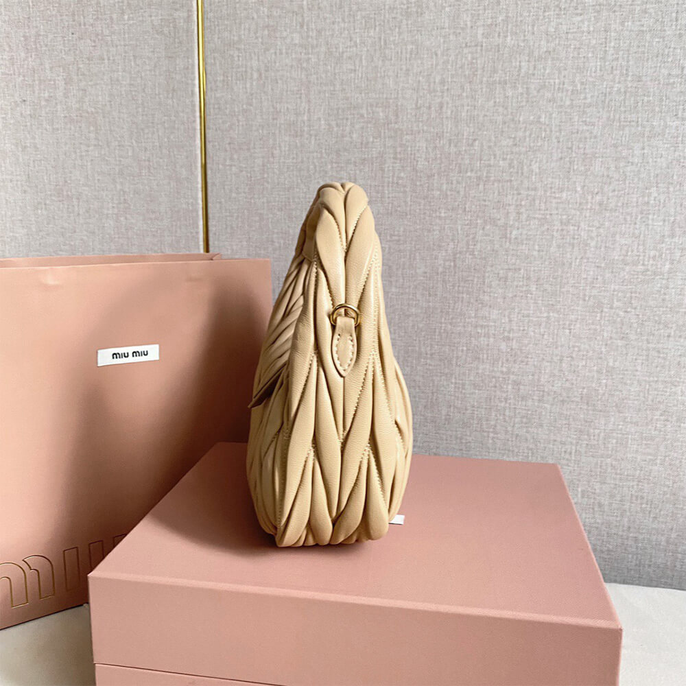 Miumiu Small Wander Matelasse Nappa Leather Hobo Bag - Replica Luxury Bags™