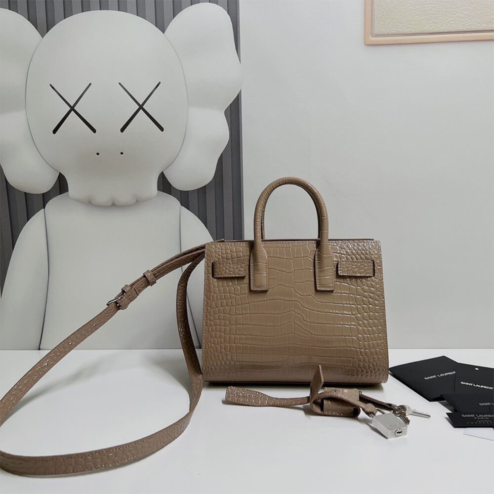 YSL Sac De Jour Nano Bag in Embossed Crocodile Shiny Leather - Replica Luxury Bags™