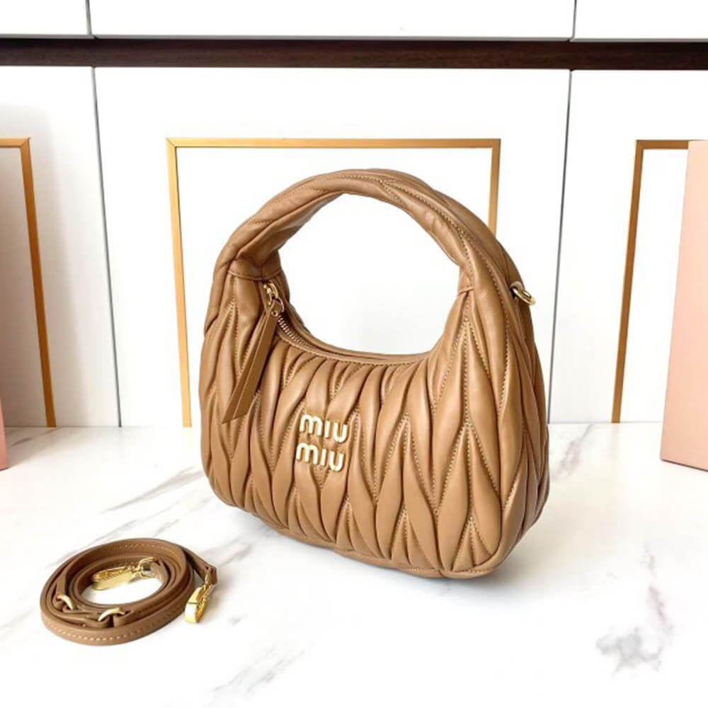 Miumiu Small Wander Matelasse Nappa Leather Hobo Bag - Replica Luxury Bags™