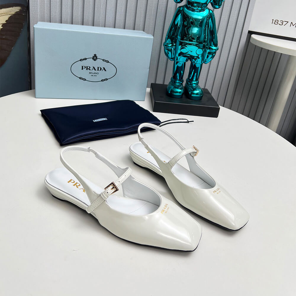 Prada Patent Leather Slingback Ballerinas Shoes - Replica Luxury Bags™