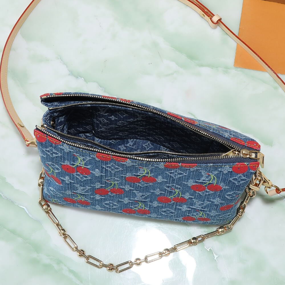 LV x TM Coussin PM Denim Cherry Bag - Replica Luxury Bags™
