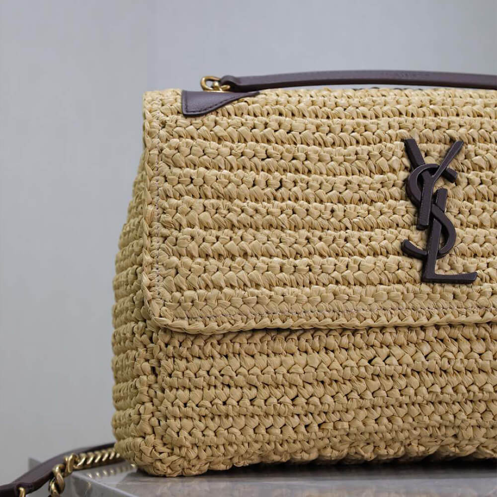 YSL Saint Laurent Niki Chain Medium Bag In Raffia - Replica Luxury Bags™