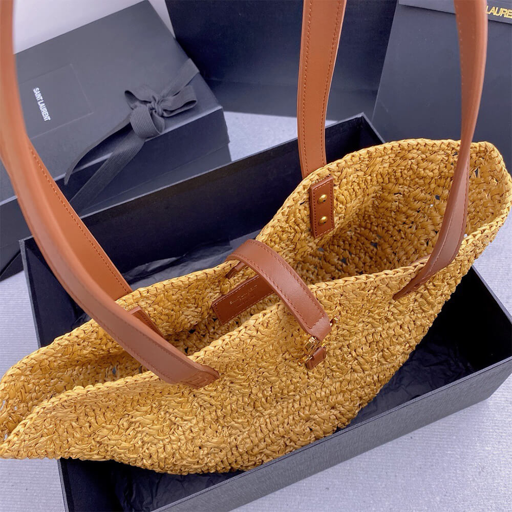 YSL Medium Panier Raffia Bag In Brown - Replica Luxury Bags™