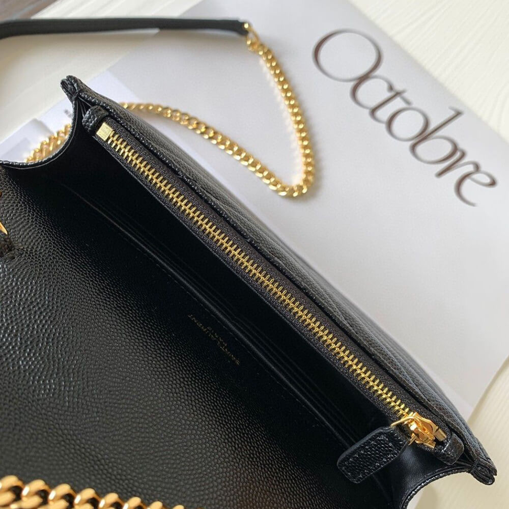 YSL Cassandre Envelope Chain Wallet Bag in Grain De Poudre Leather - Replica Luxury Bags™