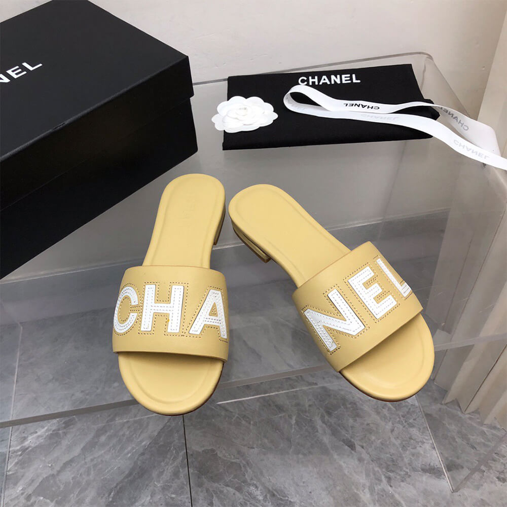 Chanel Ivory Slides Shoes - Replica Luxury Bags™