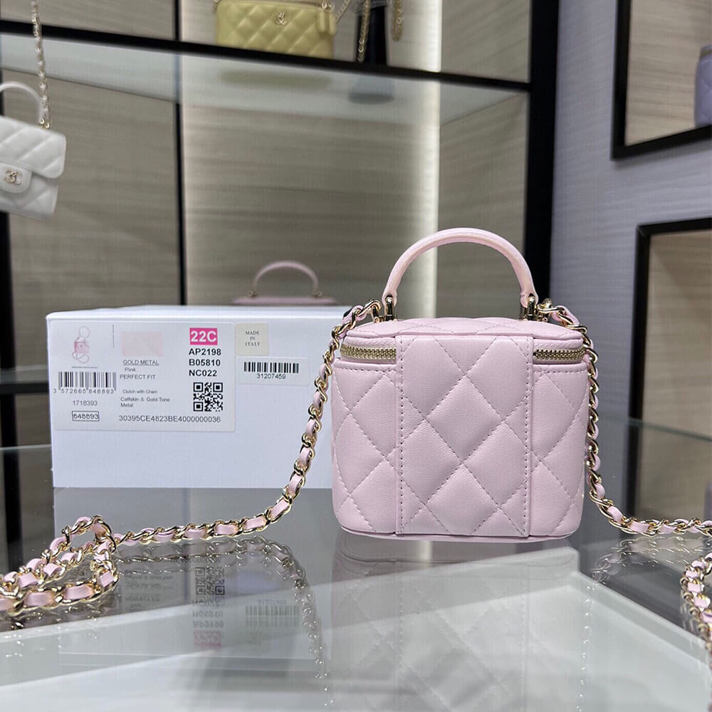 Chanel Quilted Pearl Crush Mini Vanity Case Bag With Top Handle - Replica Luxury Bags™