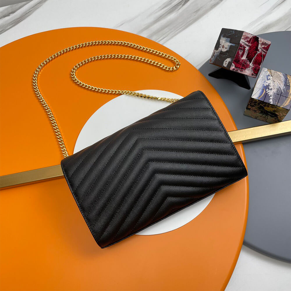 YSL Classic Cassandre Chain Wallet Bag in Grain De Poudre Leather - Replica Luxury Bags™