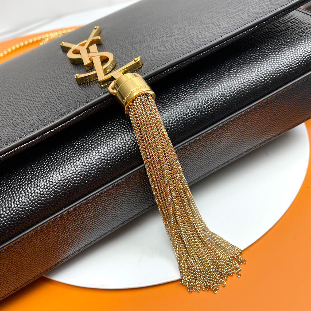 YSL Kate Medium Tassel Bag in Grain De Poudre Embossed Leather - Replica Luxury Bags™