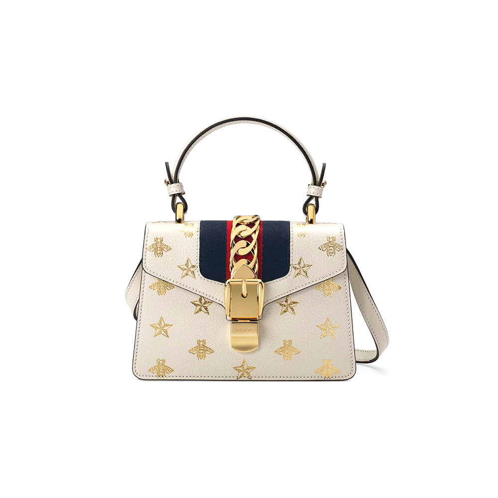 Gucci GG Sylvie Bee Star Mini Leather Bag - Replica Luxury Bags™