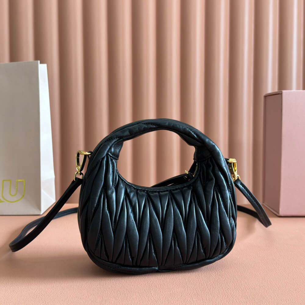 Miumiu Wander Matelassé Nappa Leather Hobo Mini Bag - Replica Luxury Bags™