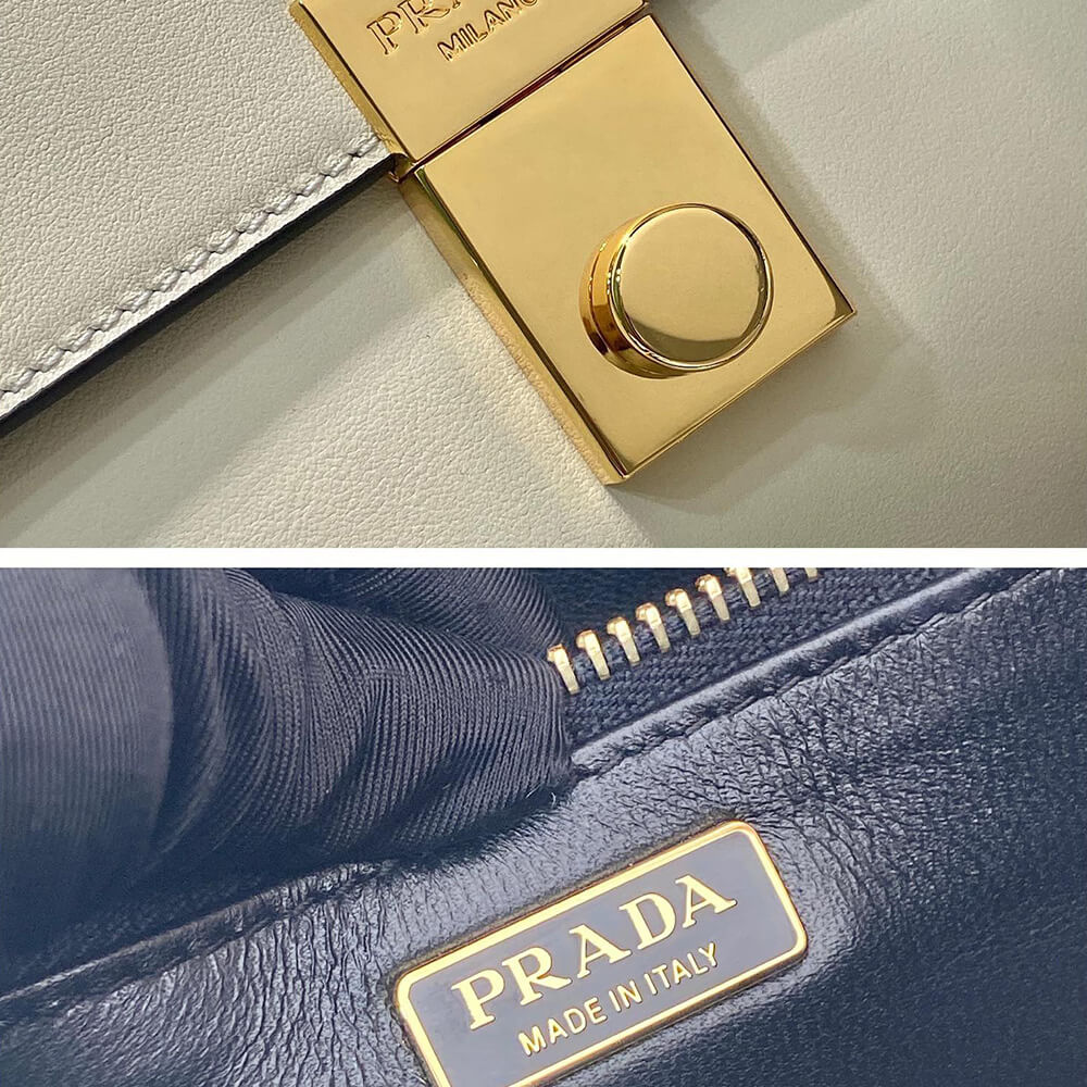 Prada Soft Sound large leather shoulder bag with charms - Replica Luxury Bags™
