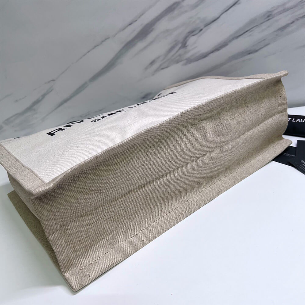 YSL Rive Gauche Tote Bag In Linen And Leather - Replica Luxury Bags™