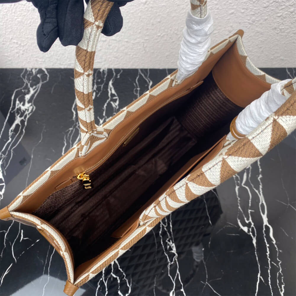 Large Prada Symbole Jacquard Fabric Handbag - Replica Luxury Bags™