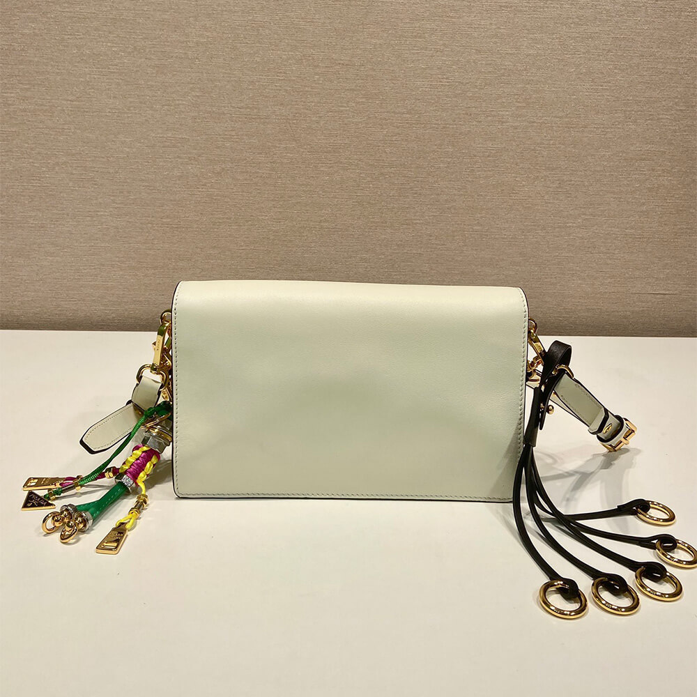 Prada Soft Sound Small Leather Shoulder Bag with Charms - Replica Luxury Bags™