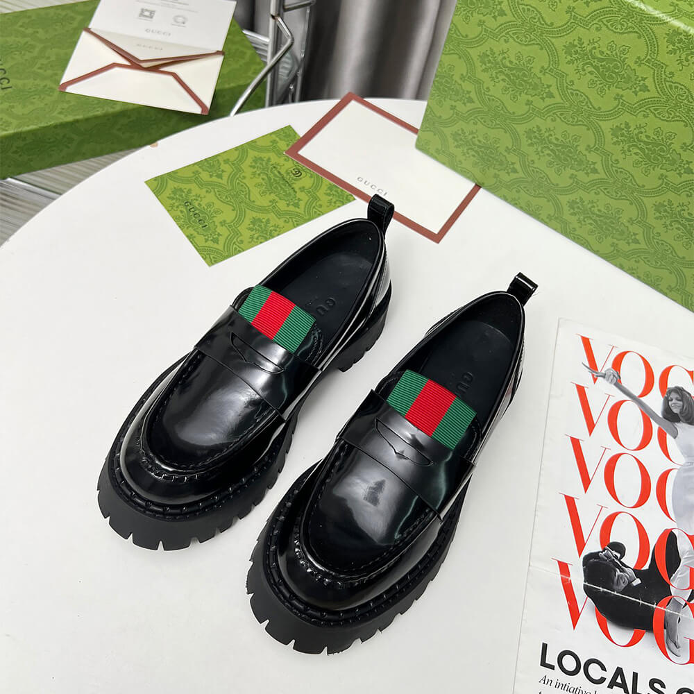 Gucci Women s loafer with Web Shoes - Replica Luxury Bags™