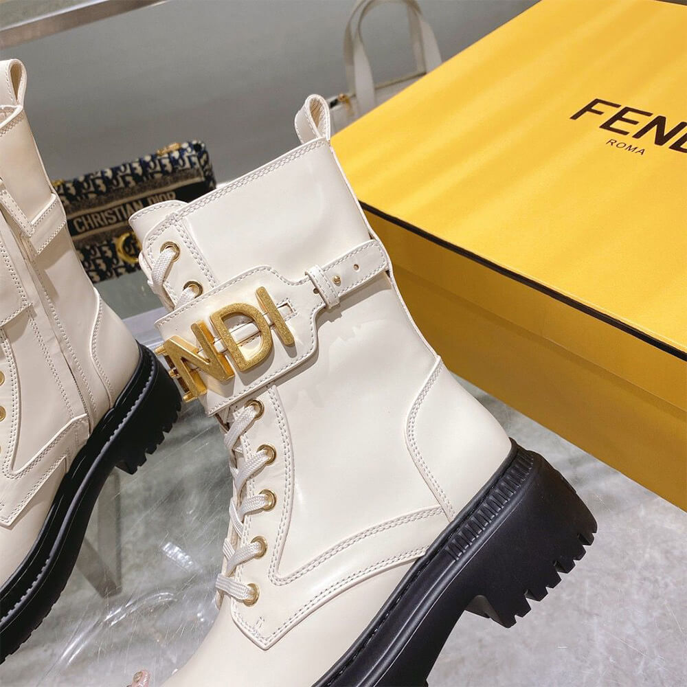 FENDI Fendigraphy logo-plaque leather boots Shoes - Replica Luxury Bags™