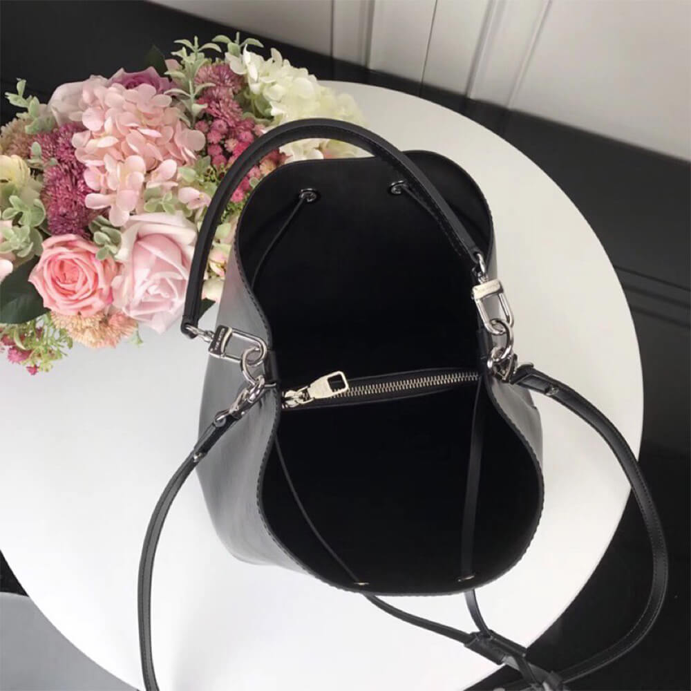 LV Neonoe MM Bucket Bag in Smooth Finish Black Leather - Replica Luxury Bags™