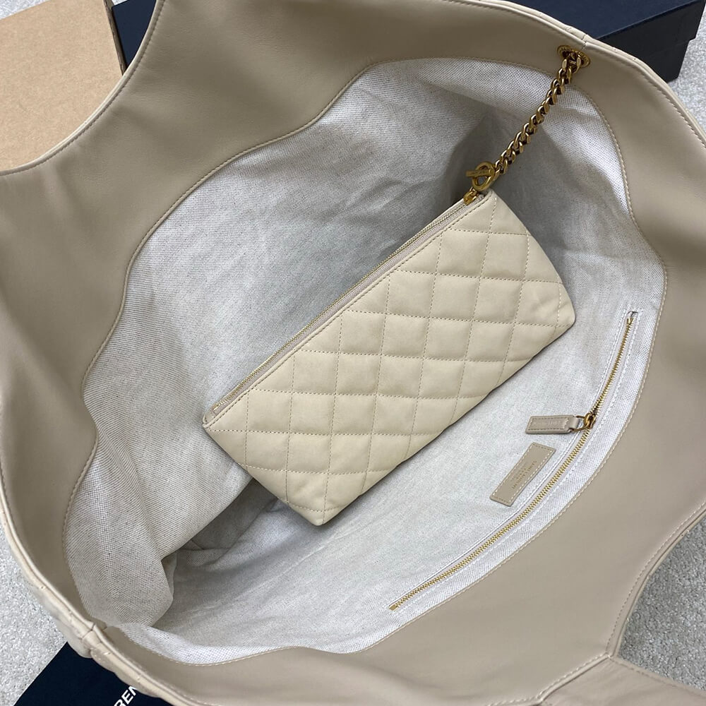 YSL Icare Maxi Shopping Bag in Quilted Nubuck Suede - Replica Luxury Bags™