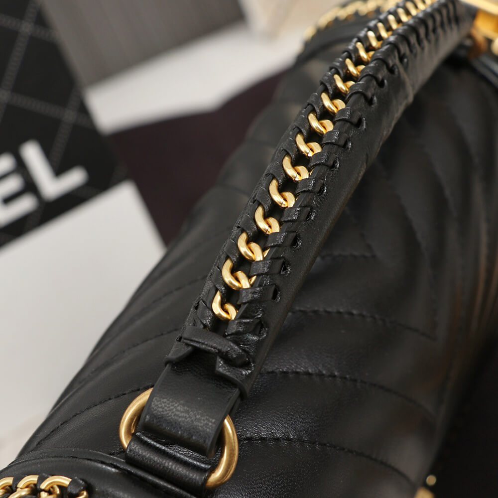 Chanel Top Handle Chevron Boy Handbag - Replica Luxury Bags™