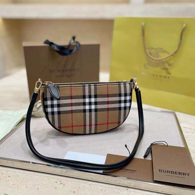 Burberry Olympia Pouch Checked Shoulder Bag - Replica Luxury Bags™