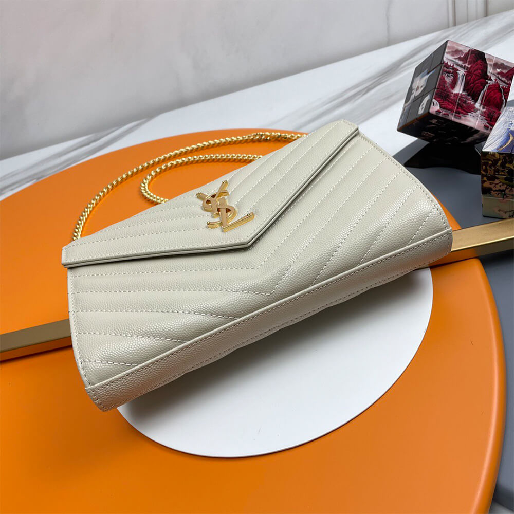 YSL Classic Cassandre Chain Wallet Bag in Grain De Poudre Leather - Replica Luxury Bags™