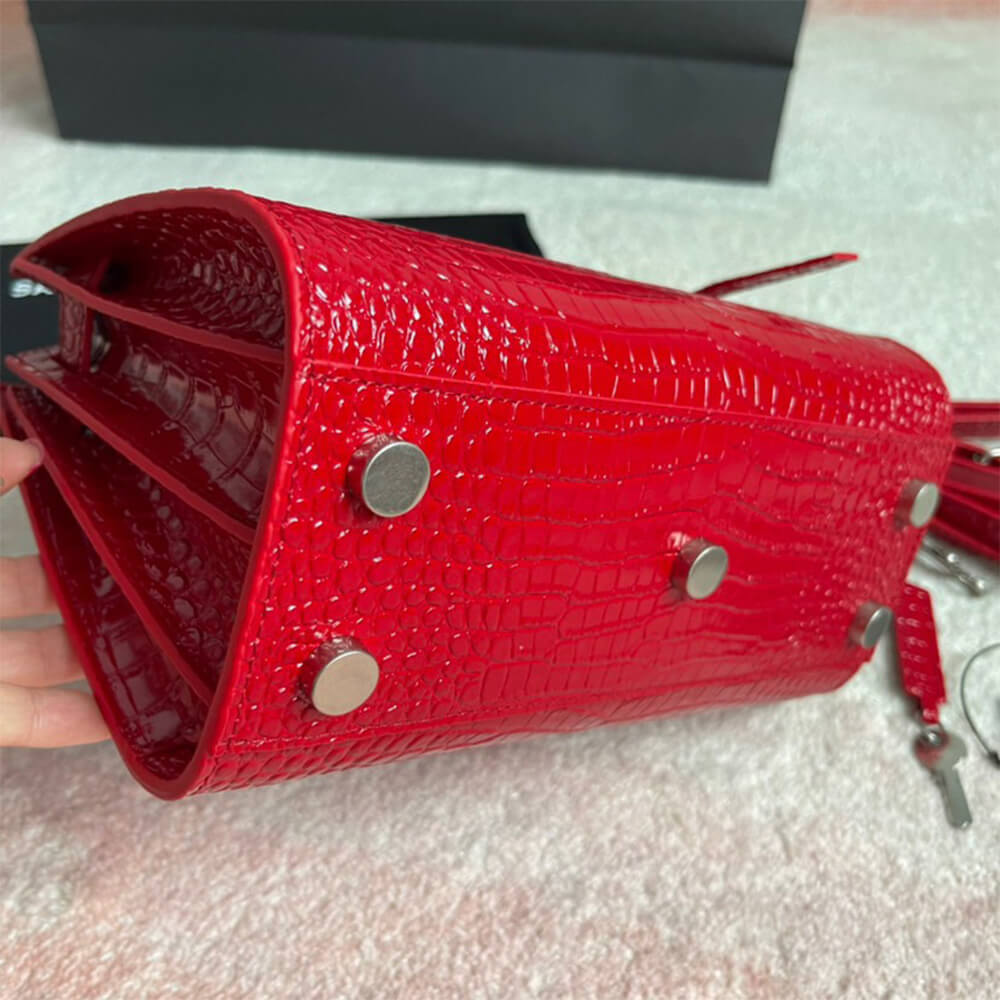 YSL Sac De Jour Nano Bag in Embossed Crocodile Shiny Leather - Replica Luxury Bags™