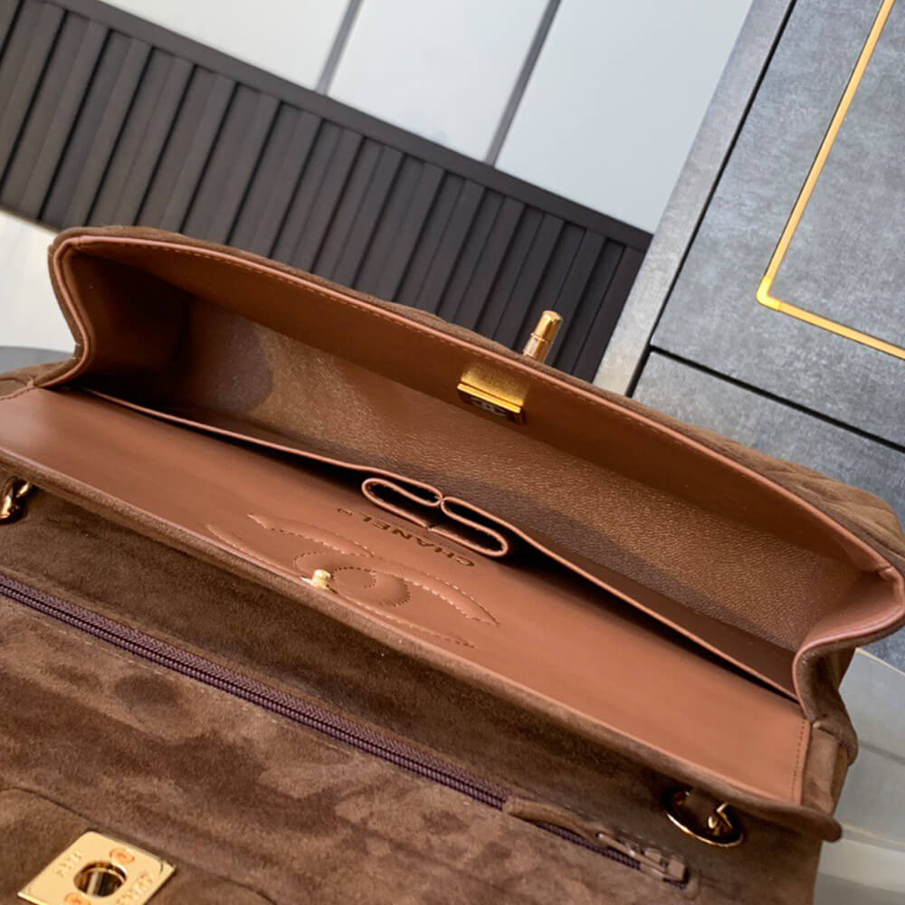 Chanel Suede Classic Double Flap Handbag - Replica Luxury Bags™