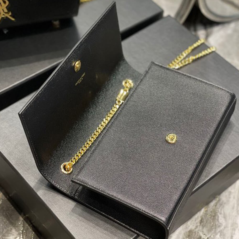 YSL Kate Medium Chain Bag in Grain De Poudre Embossed Leather - Replica Luxury Bags™