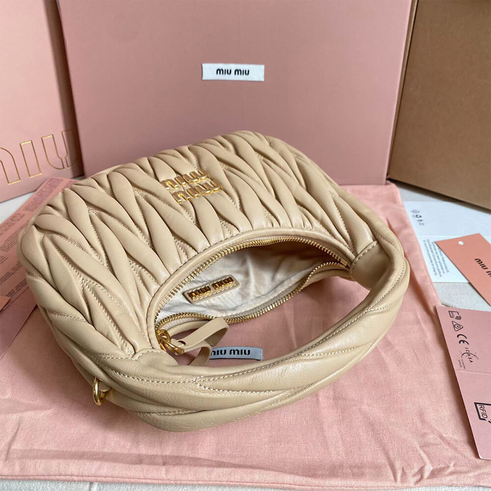 Miumiu Small Wander Matelasse Nappa Leather Hobo Bag - Replica Luxury Bags™