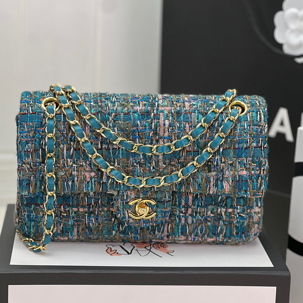 Chanel Classic Flap Tweed Bag in Blue - Replica Luxury Bags™