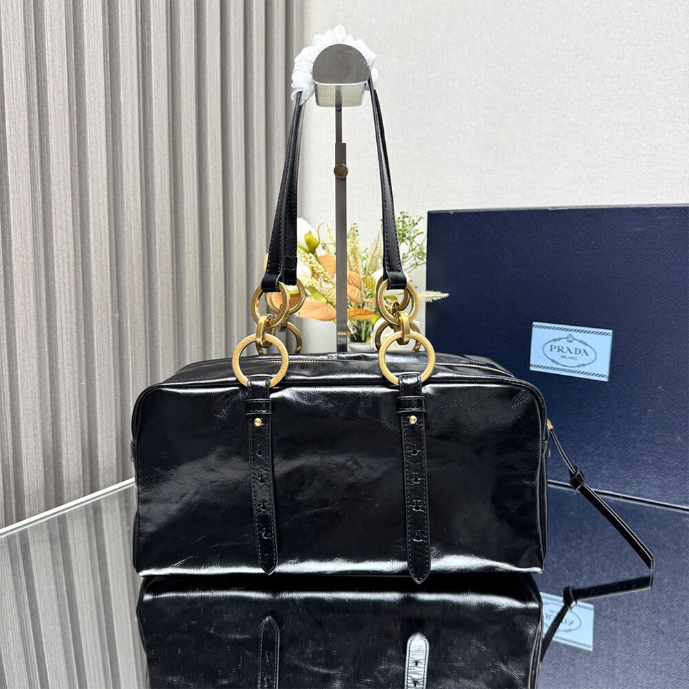 Prada Dangle Medium Leather Top Handle Bag - Replica Luxury Bags™