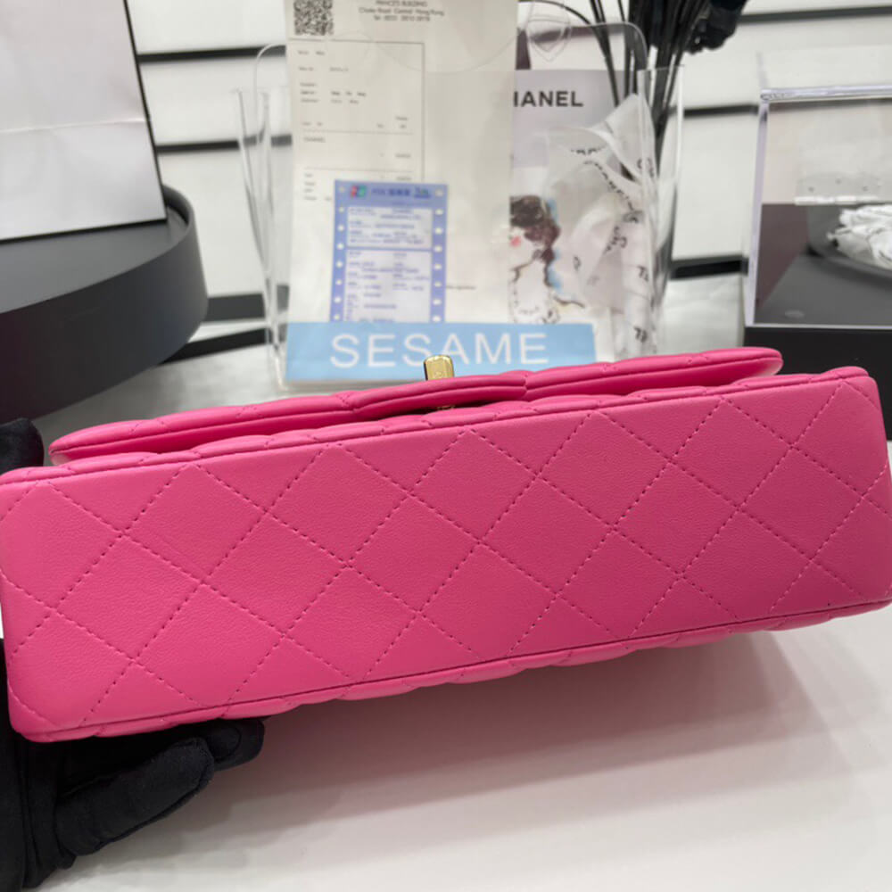 Chanel Classic Flap Medium Bag in Magenta Leather Gold Hardware - Replica Luxury Bags™
