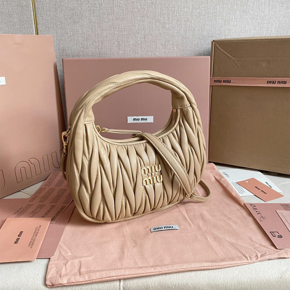 Miumiu Small Wander Matelasse Nappa Leather Hobo Bag - Replica Luxury Bags™