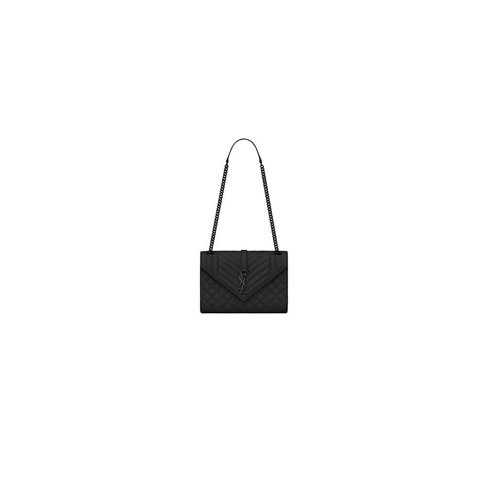 YSL Envelope Medium Bag in Quilted Grain De Poudre Embossed Leather - Replica Luxury Bags™