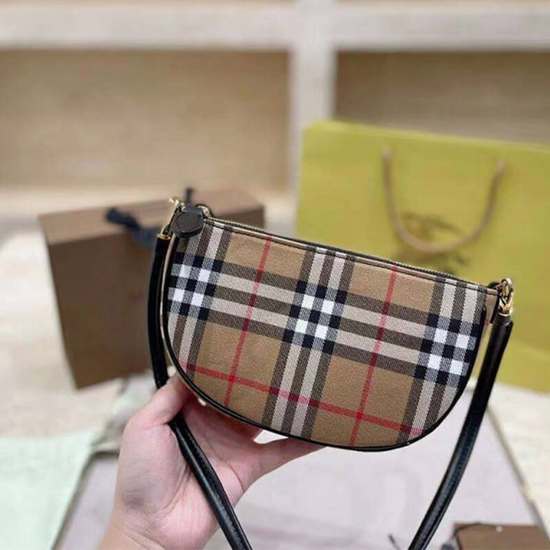 Burberry Olympia Pouch Checked Shoulder Bag - Replica Luxury Bags™