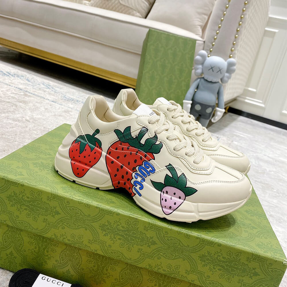 Gucci Strawberries Rhyton Sneaker Shoes - Replica Luxury Bags™
